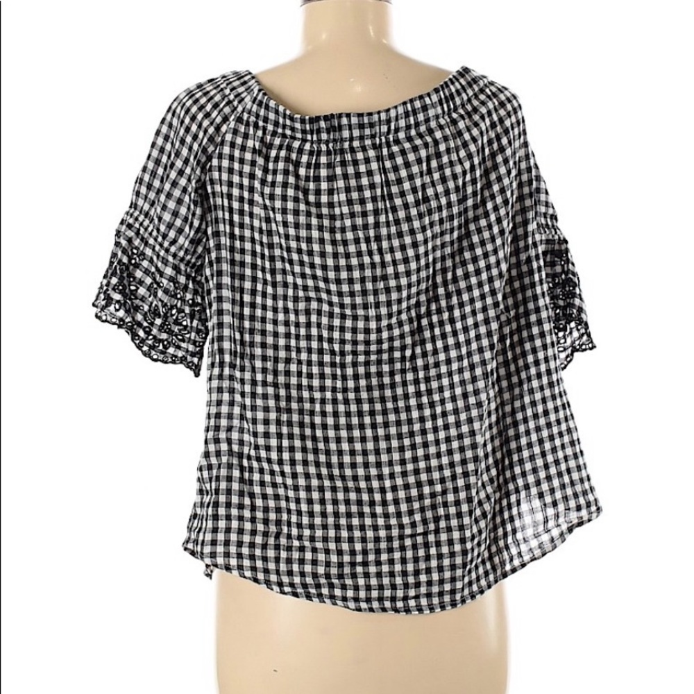Old Navy Black Gingham OffShoulder Ruffle Shirt